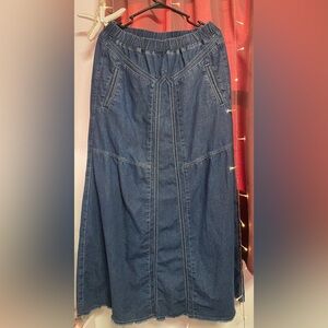 Blue Denim Maxi Skirt - Classic Casual